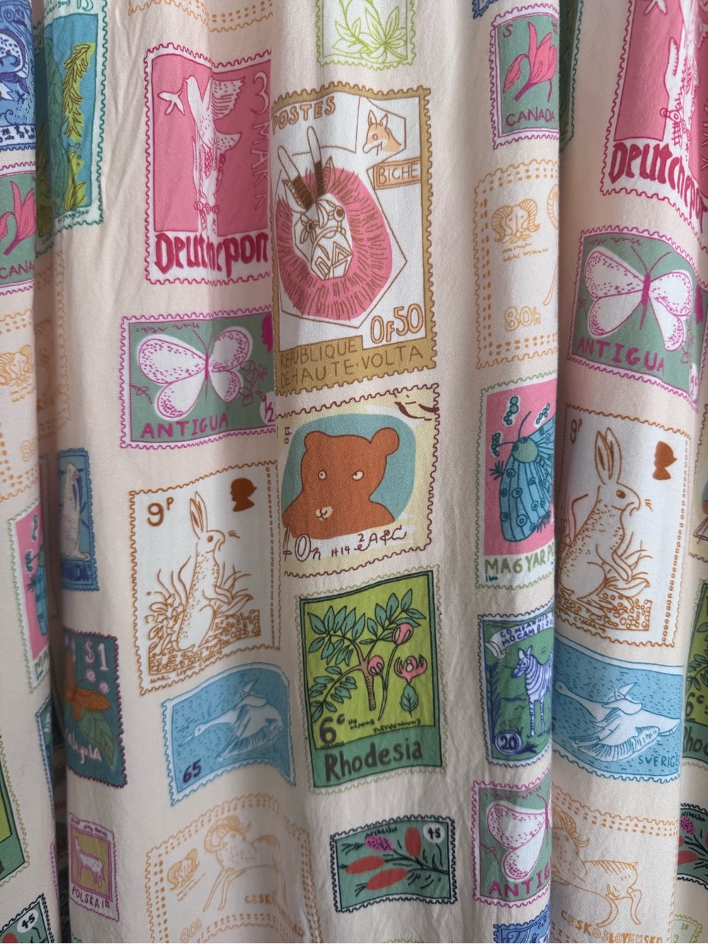 Womens Whimsical stamp Light Pink Print maxi Sundress - Picture 6 of 10